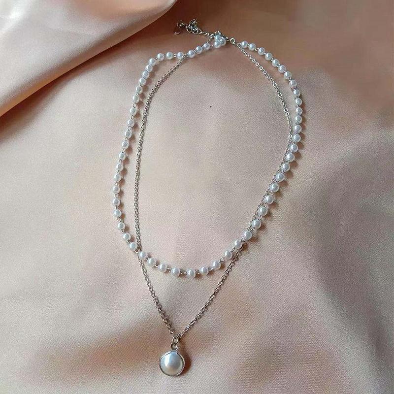 Vintage Elegant Black White Camellia Pearl Pendant Necklace for Women Korean Simple Flower Necklace Wedding Party Jewelry