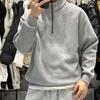 Autumn and Winter Long-sleeved T-shirt Men's Loose Japanese Top Pullover Bottoming Shirt Stand Collar Half Zipper Casual Fashion Sweatshirt