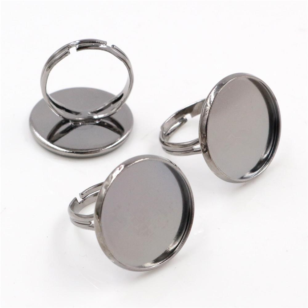 20mm 10pcs/Lot Classic 9 Colors Plated Brass Adjustable Ring Settings Blank/Base,Fit 20mm Glass Cabochons,Buttons;Ring Bezels