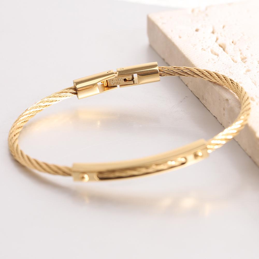 Versatile 5MM Titanium Steel Cable Wire Bracelet for Women - European & American Style
