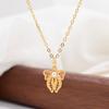 S925 Sterling Silver Chinese Butterfly Fu Necklace with Gem and Pearl Inlay