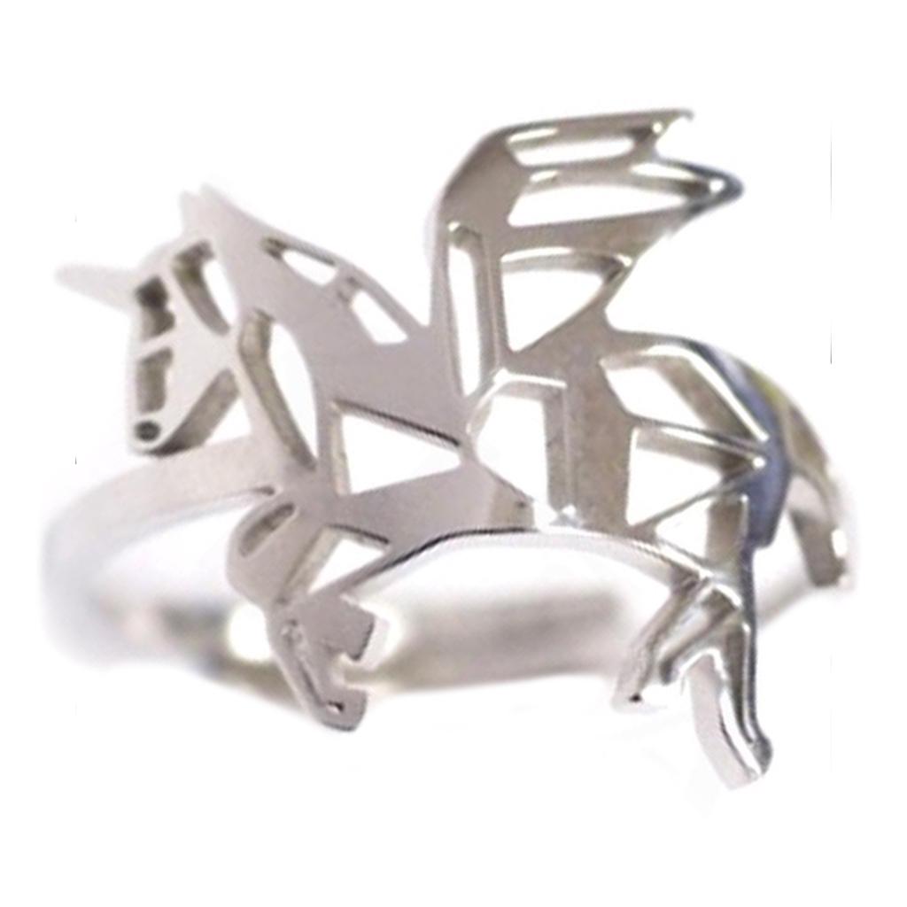 Les Trésors De Lily [Q0728] - Designer Steel Ring 'Licorne My Unicorn' Silver - 15x15 Mm
