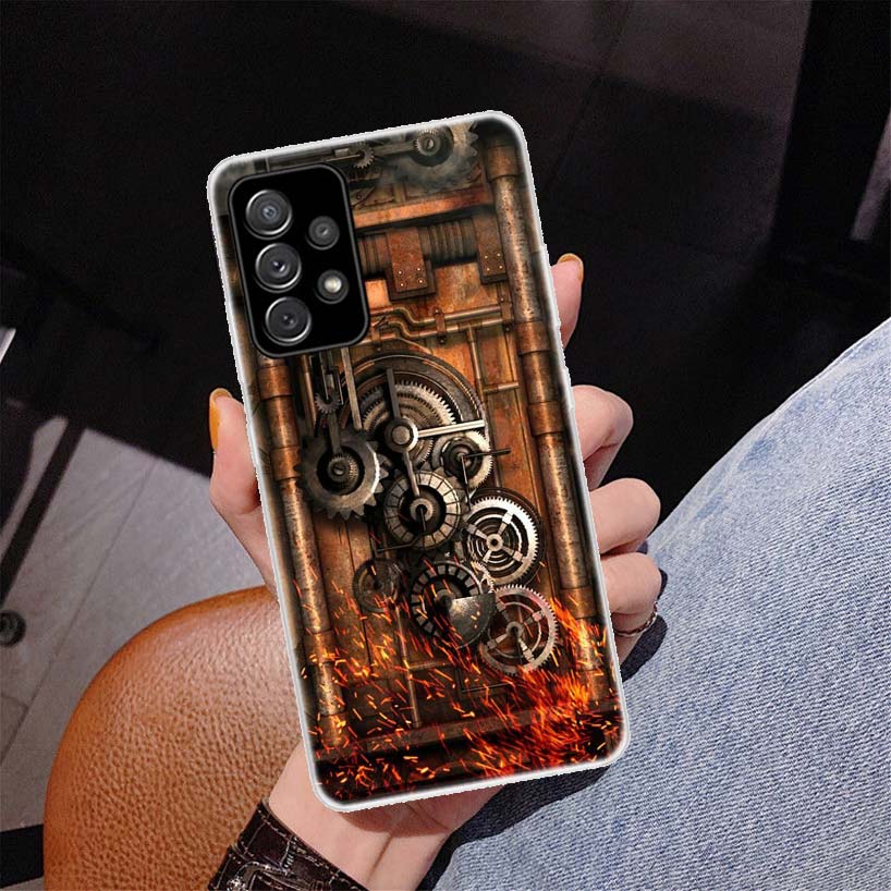 Steampunk Getriebe Mechanische Abdeckung Telefon Fall Für Samsung Galaxy A53 A52 A73 A72 A12 5G A13 A22 A23 A32 A33 a02S A03S A42 A43 A50S