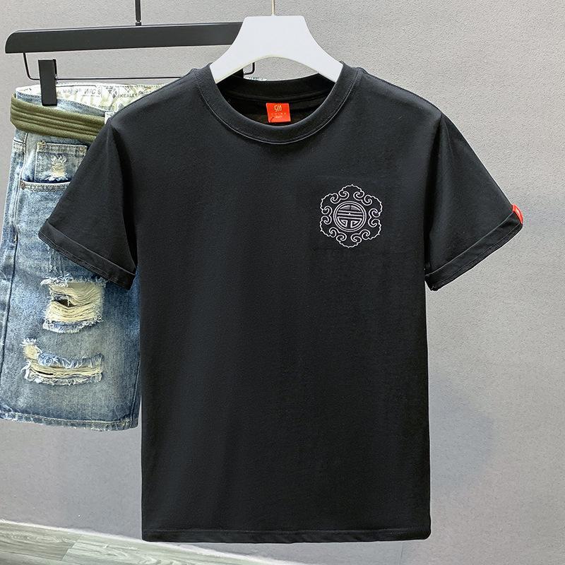 Men's Unicorn Embroidered Short-Sleeve T-Shirt - Chinese Style National Trend