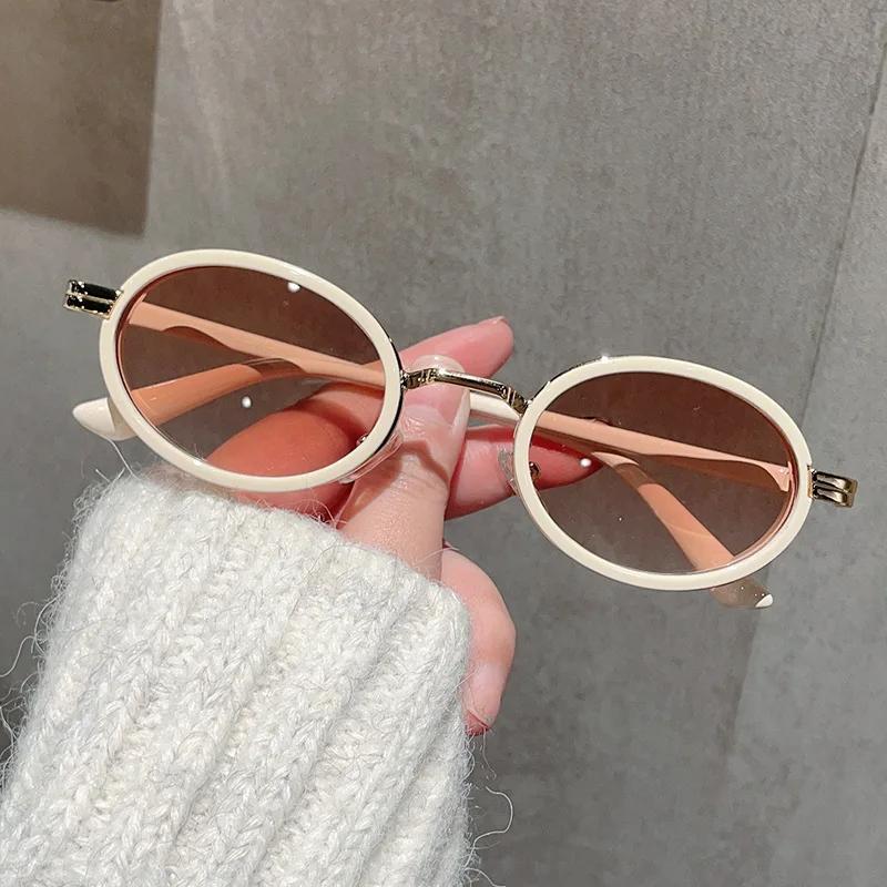 Punk Women Men Sun Glasses Fashion Ins Small Oval Frame Sun Shades Eyeglasses Ladies Outdoor Plain Sunglasses