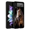 Animal Horse Phone Case For Samsung Galaxy Z Flip 6 5 4 3 Shell For Samsung Z Flip3 Flip4 Flip5 Flip6 Black Hard PC Cover