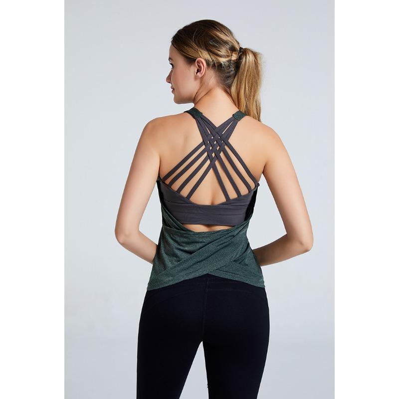 Укороченный спортивный топ-бюстгальтер с лифчиком S зелёный