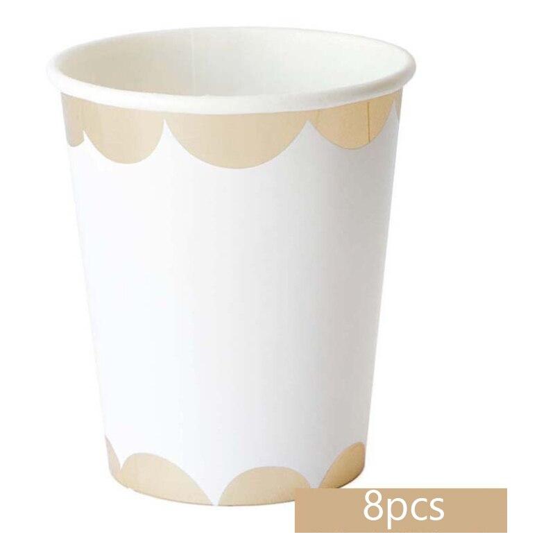 Gold Silver Rose Gold Disposable Paper Tableware Paper Cups Paper Plates Party Supplies
