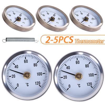 2-5PCS Clamp-on Tube Thermometer 63mm Clip On Thermometer Spring for Measuring Temperatures of Hot Water Pipes