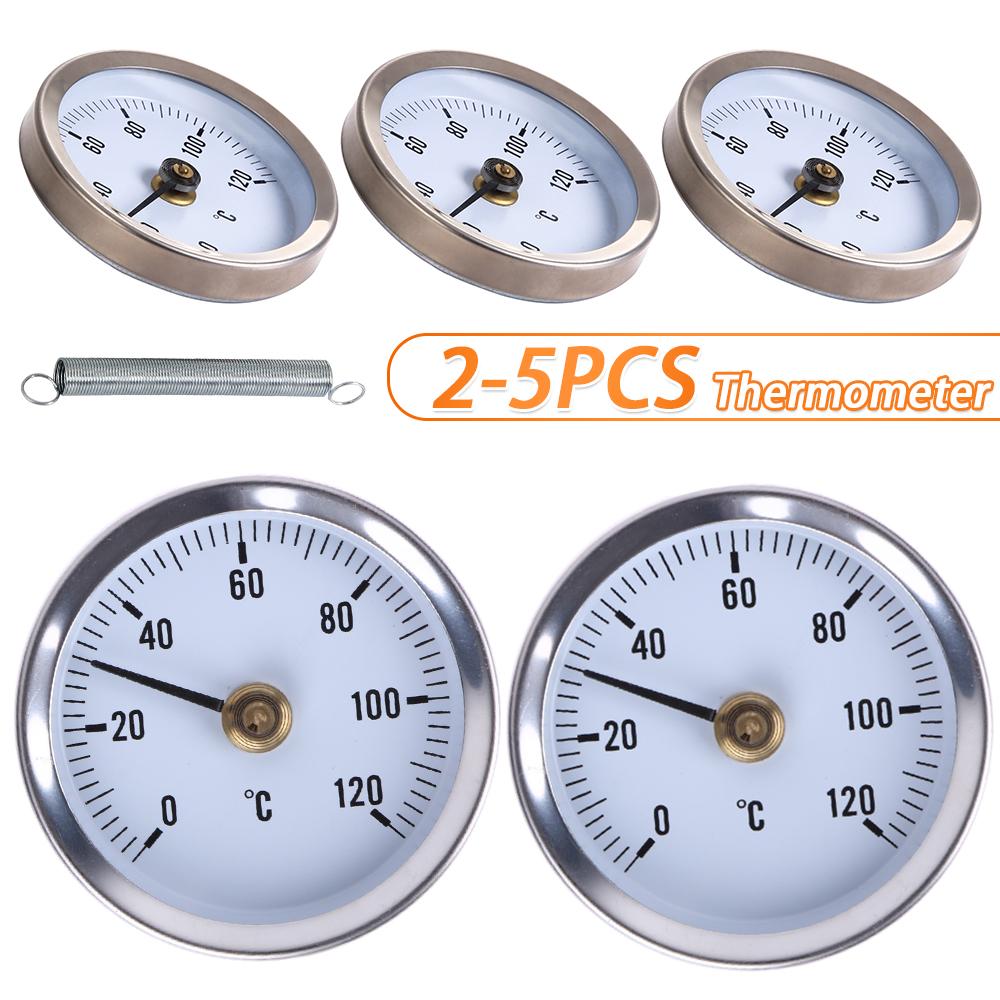 2-5PCS Clamp-on Tube Thermometer 63mm Clip on Thermometer Spring for Measuring Temperatures of Hot Water Pipes