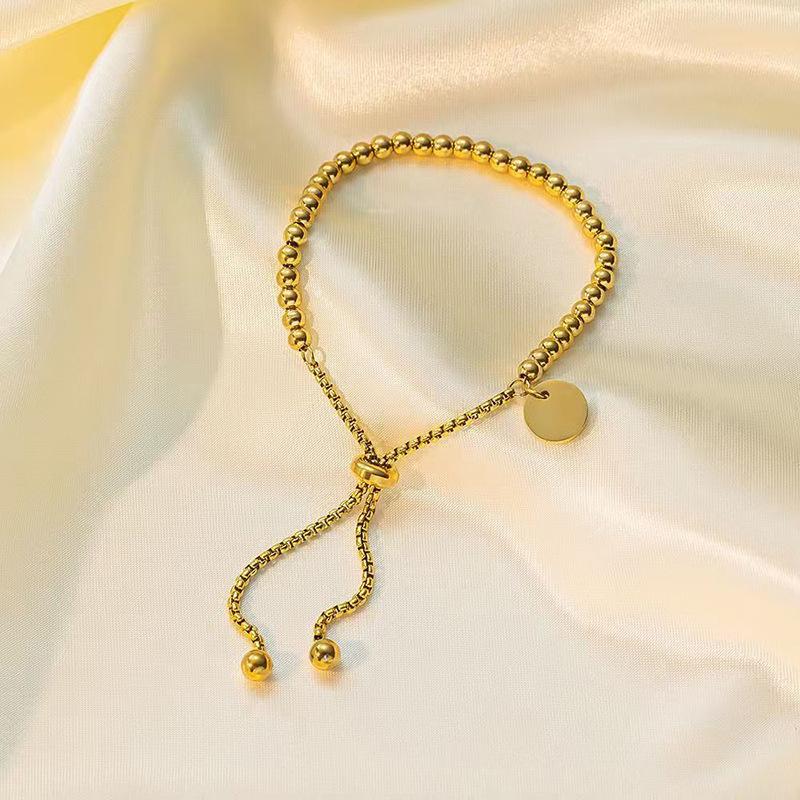 Trendy Metal Round Bead Bracelet Adjustable Minimalist Vintage Bracelet For Women