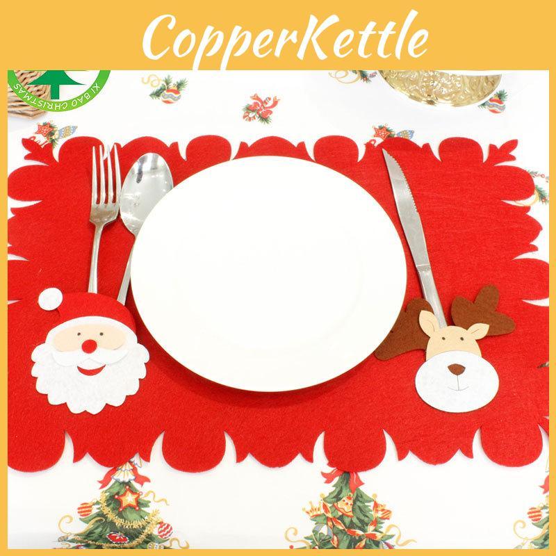Festive Christmas Santa Place Mat Table Runner With Cutlery Holder For Gatherings