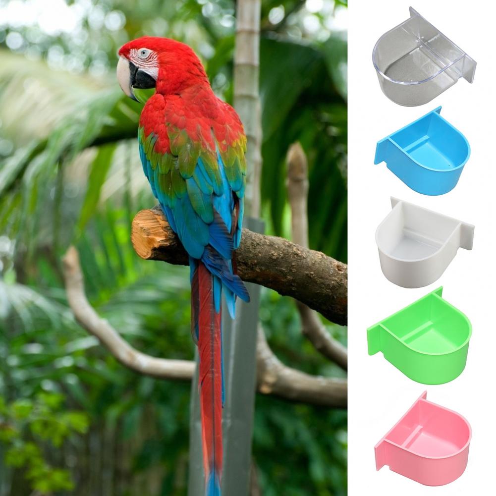 2Pcs Bird Cage Food Boxes Trough Parrot Feeder Hanging Plastic Feeding Cup Cage Food Water Bowl Bird Feeder Pet Accessories