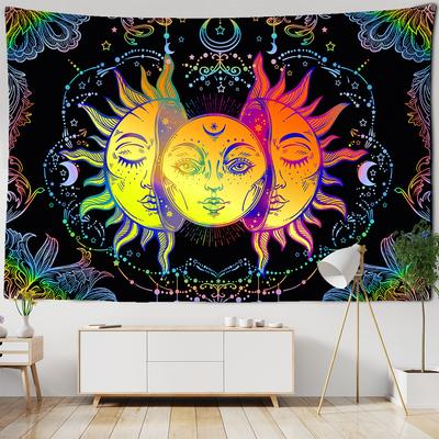 Arazzo Mandala Bianco Nero Sole Luna Appeso a Parete Stregoneria Arazzo da Parete Tappeti da Parete Hippie Decorazione Dormitorio Arazzo Psichedelico