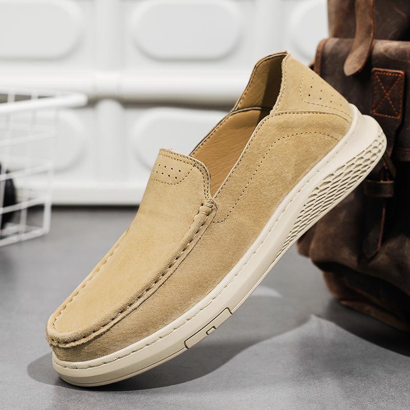 New Men's Foot Cover and One Pedal Lazy Shoes Breathable Soft Sole Soft Leather British Men's Casual Shoes