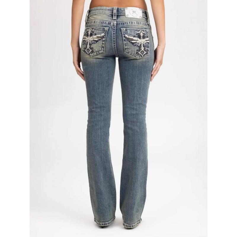 Low Rise Sparkly Denim Jeans Y2K