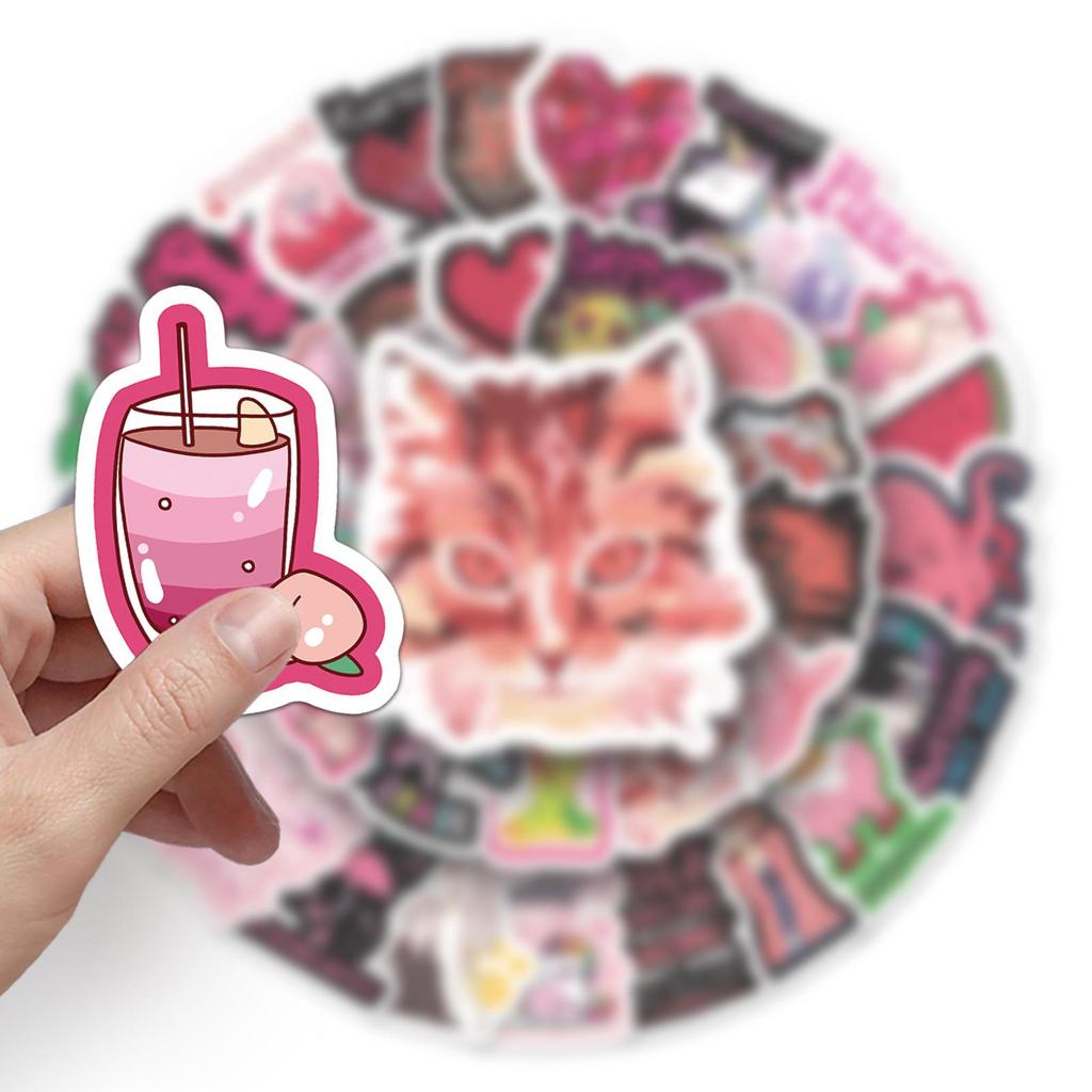 72 Cute Red Cartoon Stickers: Waterproof Decorations for Kids' Suitcases, Cars, Motorcycles & Cups