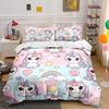 3PC Cute Unicorns with Rainbow Pattern Bedding Set 1 Duvet Cover 2 Pillowcases for Adult and Children Luxury Gift Full Size