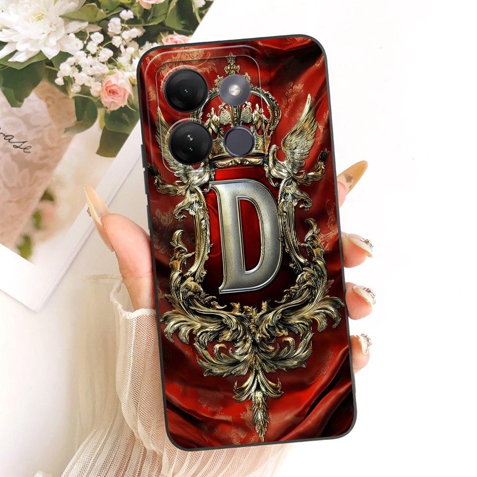 For Infinix Smart 7HD X6516 Case For Infinix Smart 7 HD Cover Luxury A-Z Letters 2D Painted Silicone Casing
