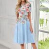 Women's Casual Sundress Summer Boho Beach Dress Floral Blouses For Women O Neck Loose Dresses
