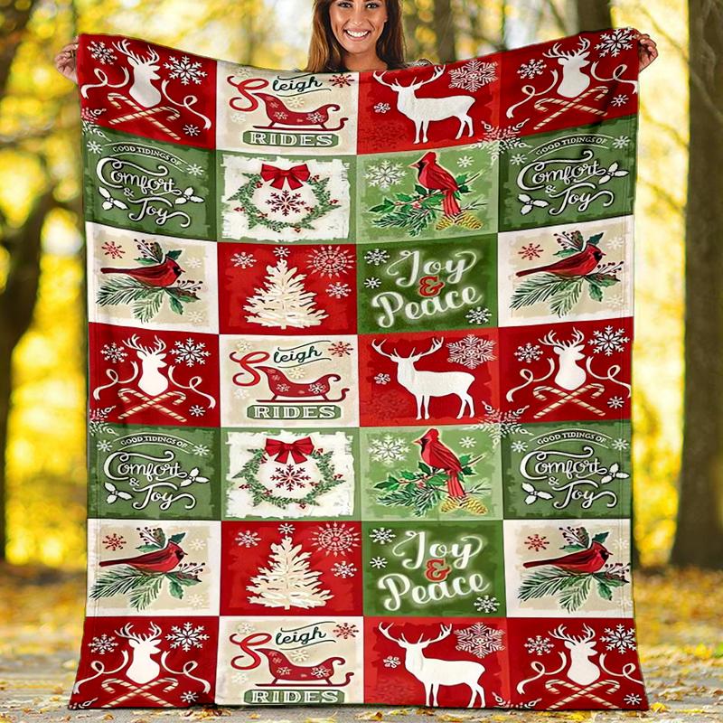 Christmas Theme Printed Blanket - Perfect for Couch, Bed, Travel & Outdoor Use | Machine Washable, Cozy & Durable.