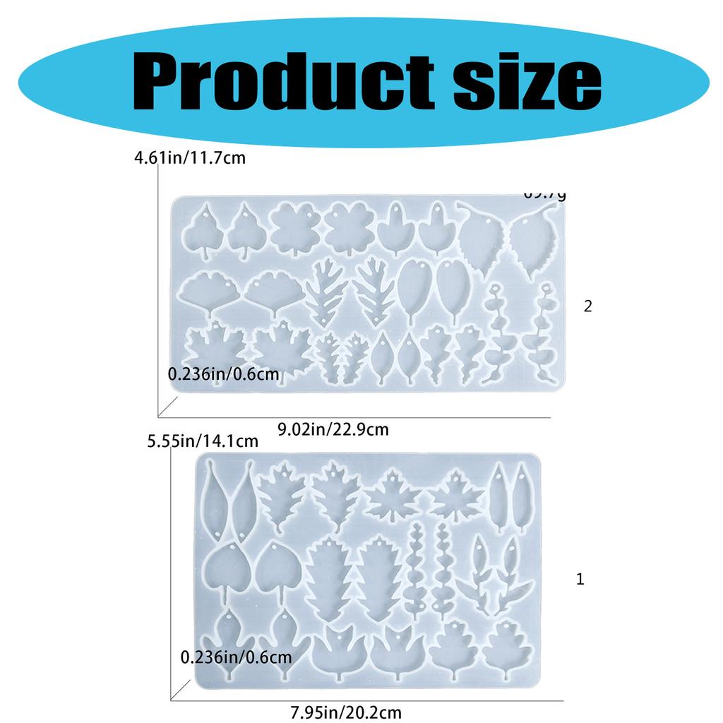 Premium Food Grade Silicone Leaf Earring Pendant Mold Sturdy Ear Jewelry Mold For DIY Resin Jewelry Keychain Crafting