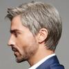 Men's Short Wig, Silver Gray Synthetic Hairpiece for Daily & Formal Wear