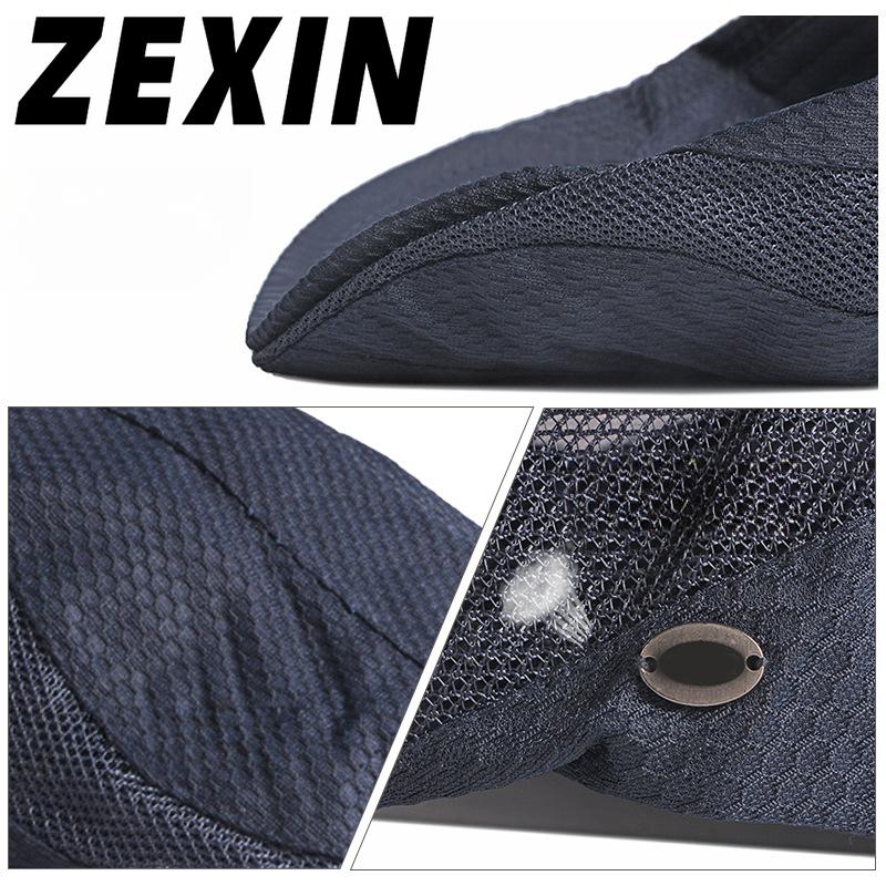 ZEXIN Mesh Beret Hat Men's Summer Outdoor Sunscreen Sun Hat Light Breathable Duck Tongue Cap Female Fashion Casual Cool Cap