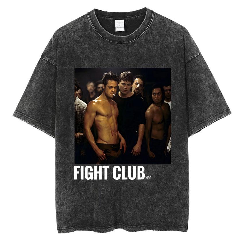 Vintage Washed Tyler Durden Fight Club Graphic T Shirt Mens High Quality Oversized Cotton Tshirts Yk Gothic Clothing Tshirt