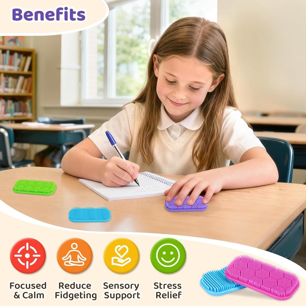 Bristle Tactile Sensory Calm Strips | Soft, Gentle & Rich Texture| 8PC | Suction Cup Toys for Kids | Autism, ADHD Anxiety Relief | Quiet Fidget Toys