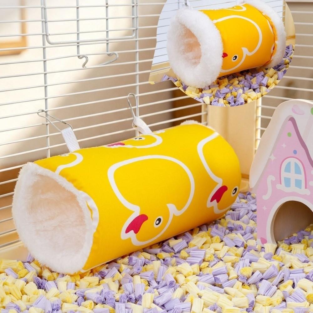 Cartoon Pattern Hamster Plush Tunnel Thickened Guinea Pig Hideout Pet Play Tunnel  Resting
