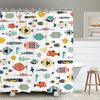 Colorful Cartoons Fish Shark Shower Curtains Ocean Life Children's Bathroom Home Decor Cloth Curtain Set Waterproof Bath Screens