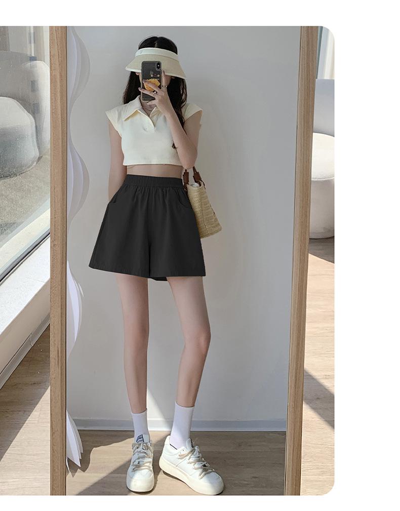 Women's High Waist Khaki Shorts - Summer 2025: Casual Wide-Leg, Slimming, Plus Size, Sporty Five-Point Style