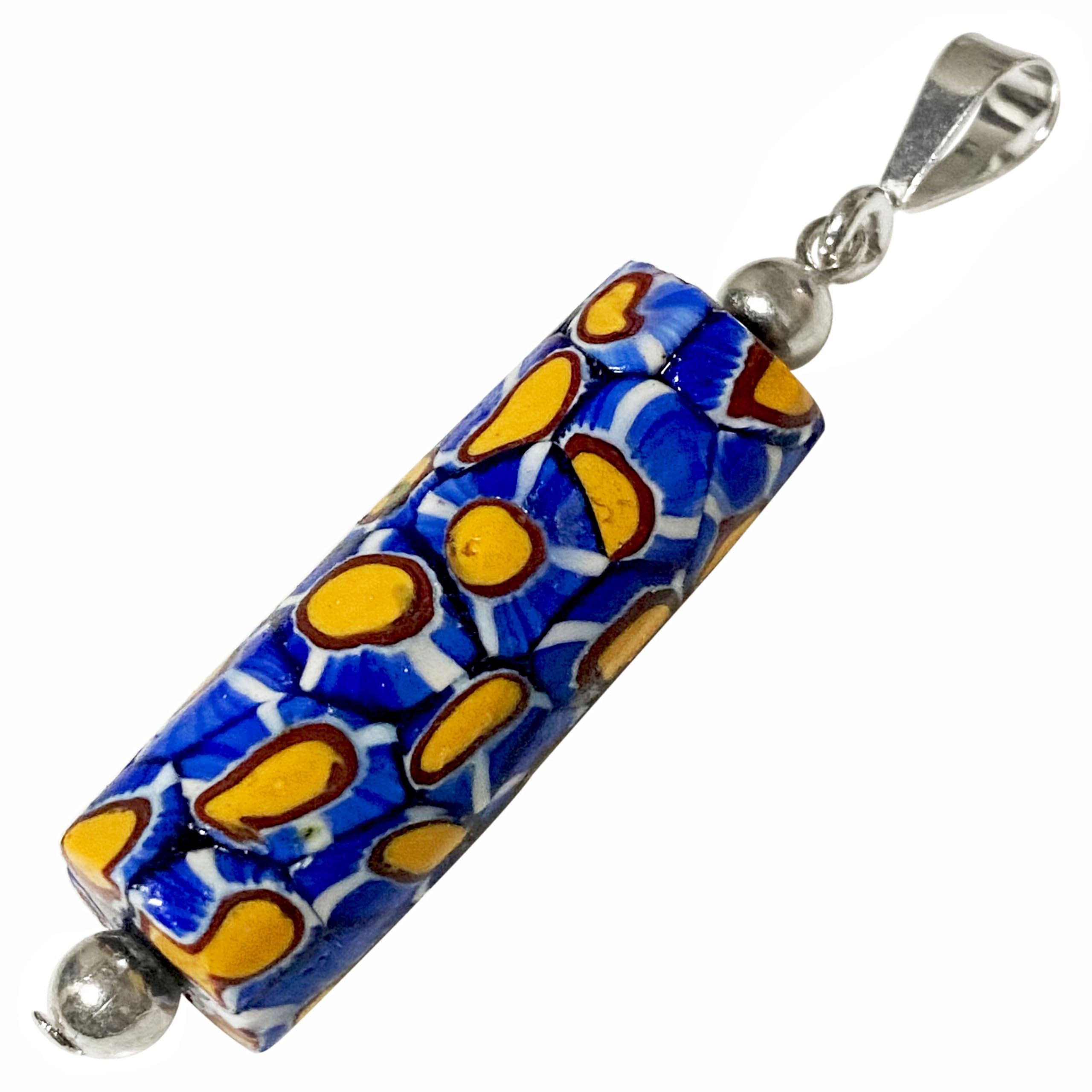 

Venetian Lampwork Bead Antique Bead SILVER925 Pendant Top Millefiori Venetian Trade Bead Pendant Head Antiquebeads Handmade Bead Lampwork Bead Blue