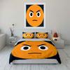 3Pcs Angry Face Emoji Bedding Set, Frowning Yellow Face Print Duvet Cover + 2 Pillowcases, Funny Meme Decor