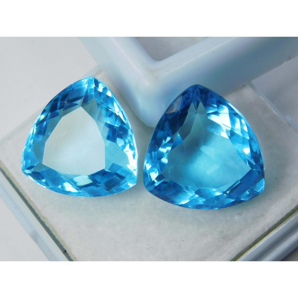 Ocean Blue Aquamarine 31 Ct Natural Trillion Loose Gemstone A++ Pair