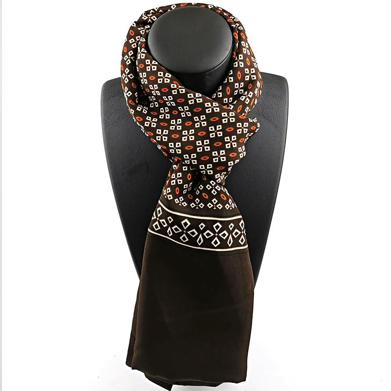 Spring Winter Silk Scarf Men Luxury Fashion Scarves Printed Plaid Neck Scarf Shawl Wrap Vintage Warm Neckerchief Accessories