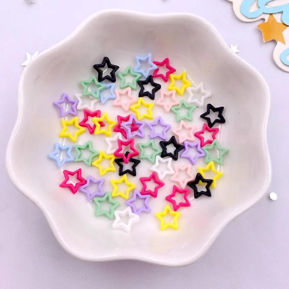 200PCS Mix Colorful Candy Colored Hollow Stars Nail Art Flatback Stone Scrapbook  DIY Wedding Valentine's Day Accessories Crafts