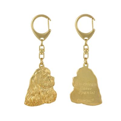 American Cocker Spaniel, Merry Cocker – Gilded Key Ring with Dog, Handbag Decoration |