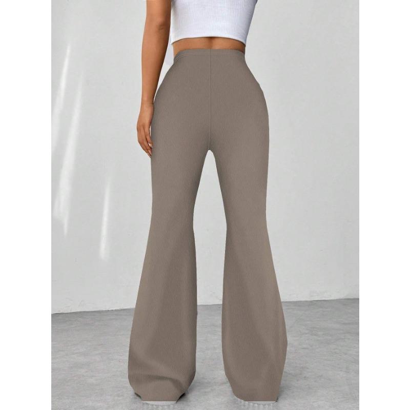 DAFIFY Women's Fashion Casual Solid Color Print High Waist Trousers Pants & Capris