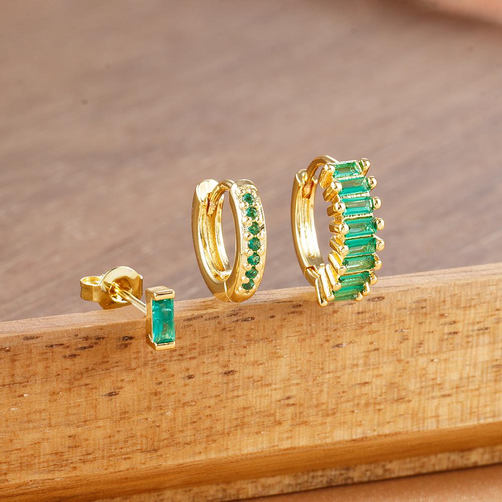 

3PCS Trendy Round Circle Hoop Earrings Set for Women Tiny Stainless Steel Square Stud Cartilage Piercing Earring Wedding Jewelry