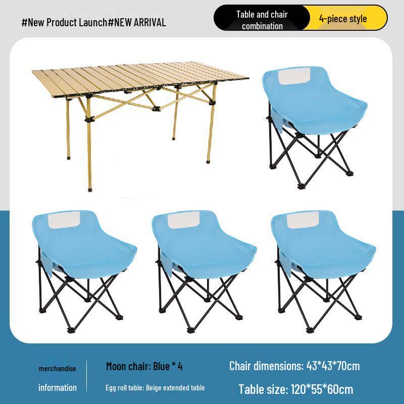 Outdoor Folding Camping Table & High-Back Chair Set