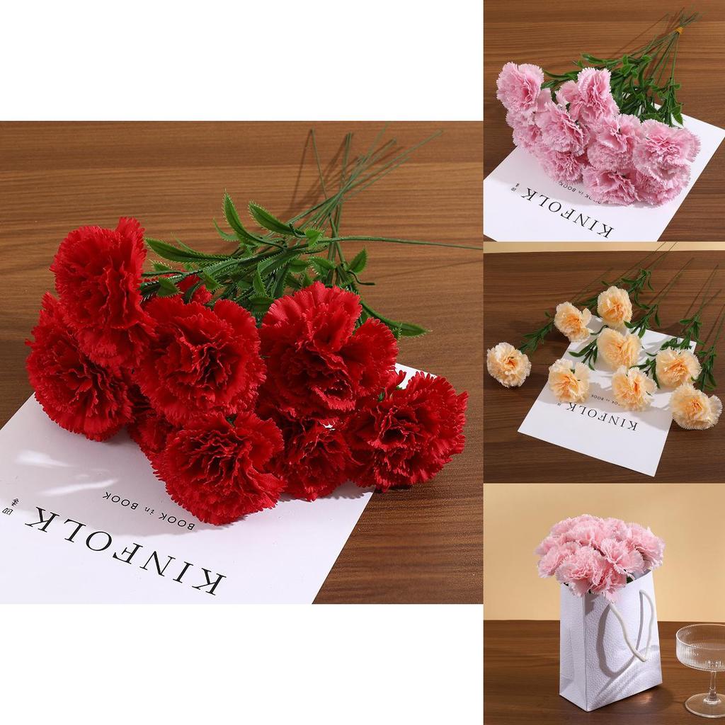 Carnation Silk Flower Bouquet For Wedding Decor Home Staging Photography Prop Gift