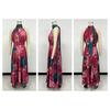 Women Halter Neck Sleeveless Printed Tie Waist Flowy Hem Dress, Casual Fashion Summer Dress for European American Women