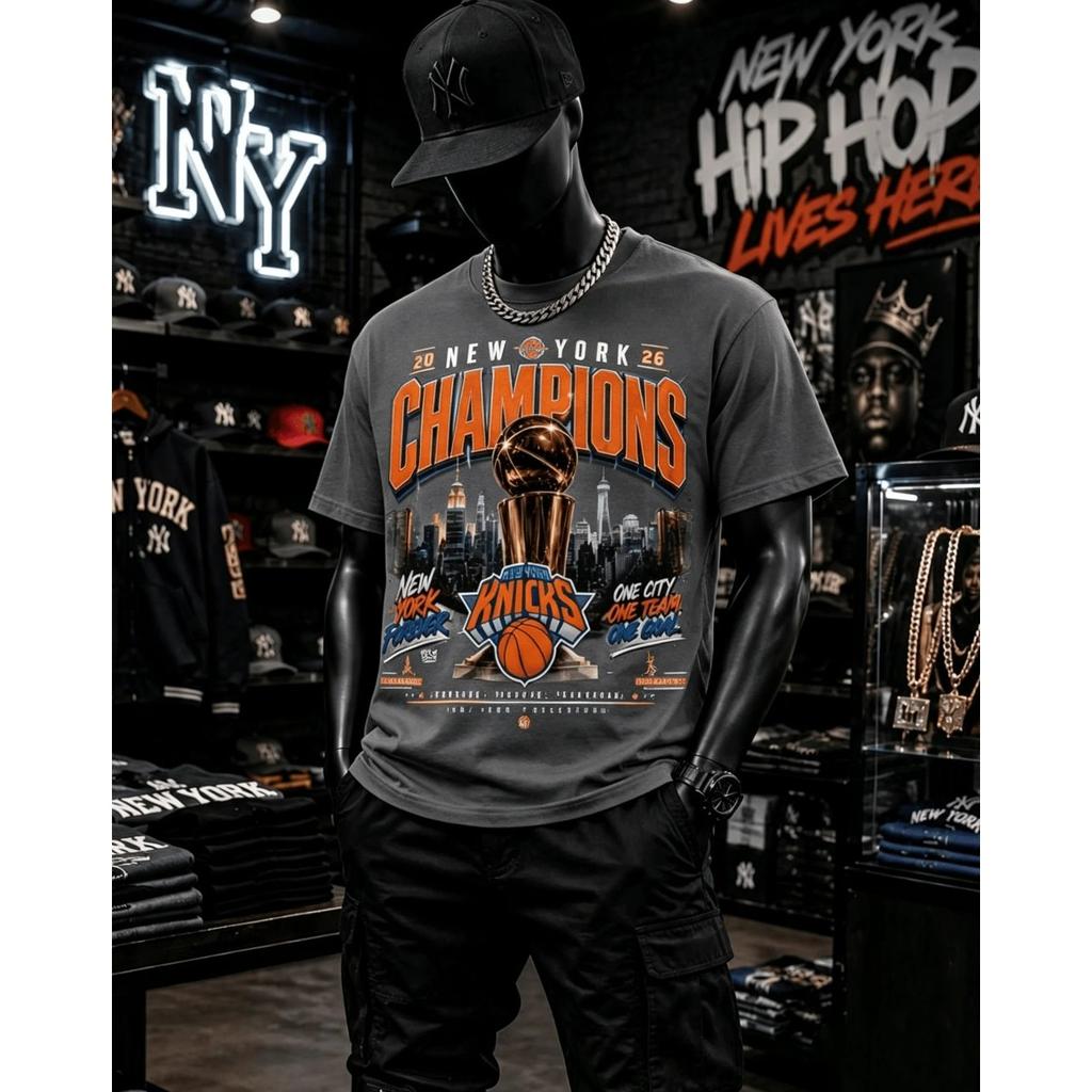 Hot Sale New York Basketball Champions 2026 New T-shirt Men Women Summer New Tee Streetwear Harajuku Fashion Cotton Y2K Loose Casual Oversized Top