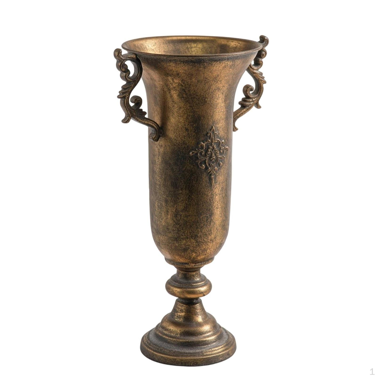 Metal Vase Tone Tabletop Distressed Flower Holder for Event Planners, Florists, Weddings A2833