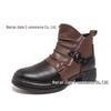 Men's Autumn Color Block Leather Ankle Boots - Plus Size, Thick Sole, British Style, Zipper High Tops, Formal & Casual.