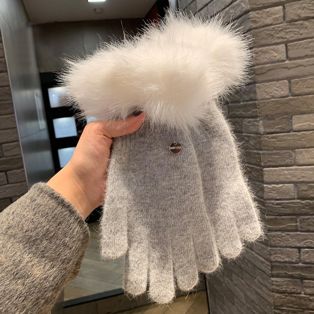 

Thickened Knitted Gloves Warm Insulation Winter Gloves Fashion Touchscreen Gloves Women світло-сірого кольору