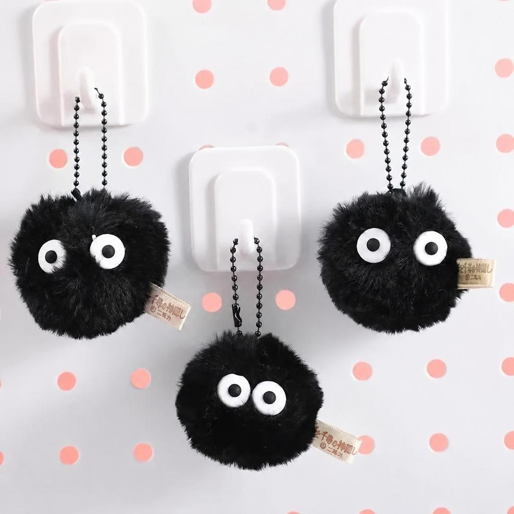 5 Pcs Briquette Doll Pendant Keychain Bag Accessories Cute Plush Black Coal Ball Cartoon Toy Pendant Gift Wholesale
