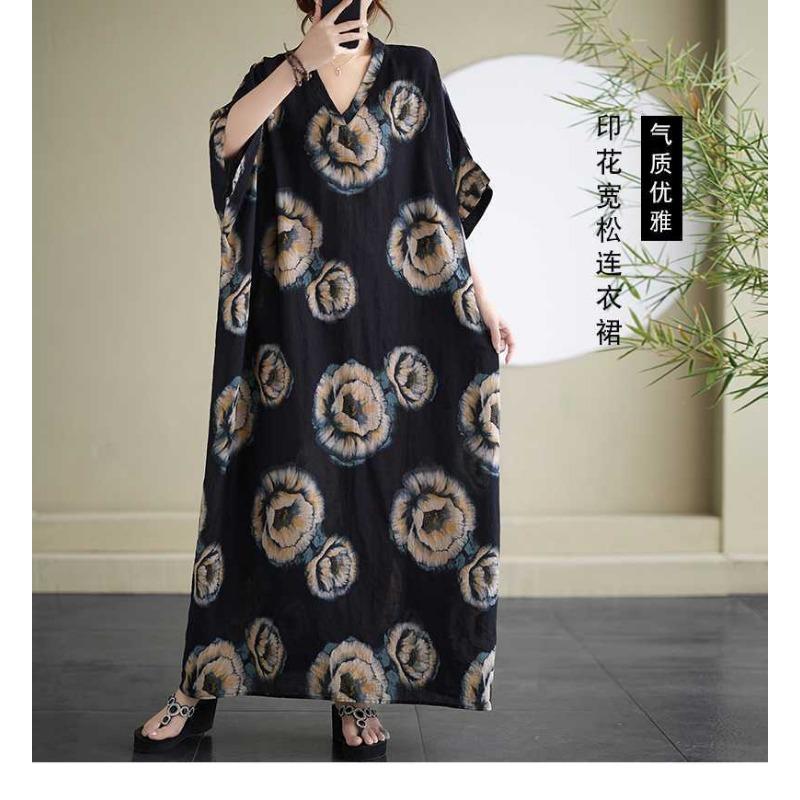 V-Neck Vintage Long Flesh-Covering Dresses